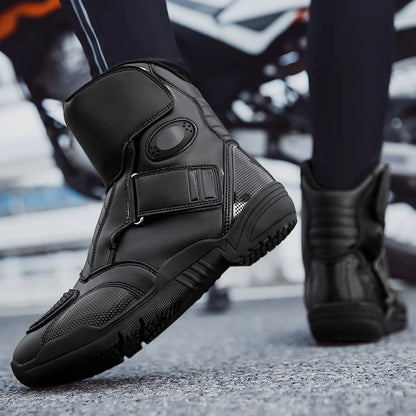 2025 New Men's Motorcycle Boots Outdoors Waterproof Safety Protection Motorcycle Shoes High Quality PU Leather Men Motos Boot