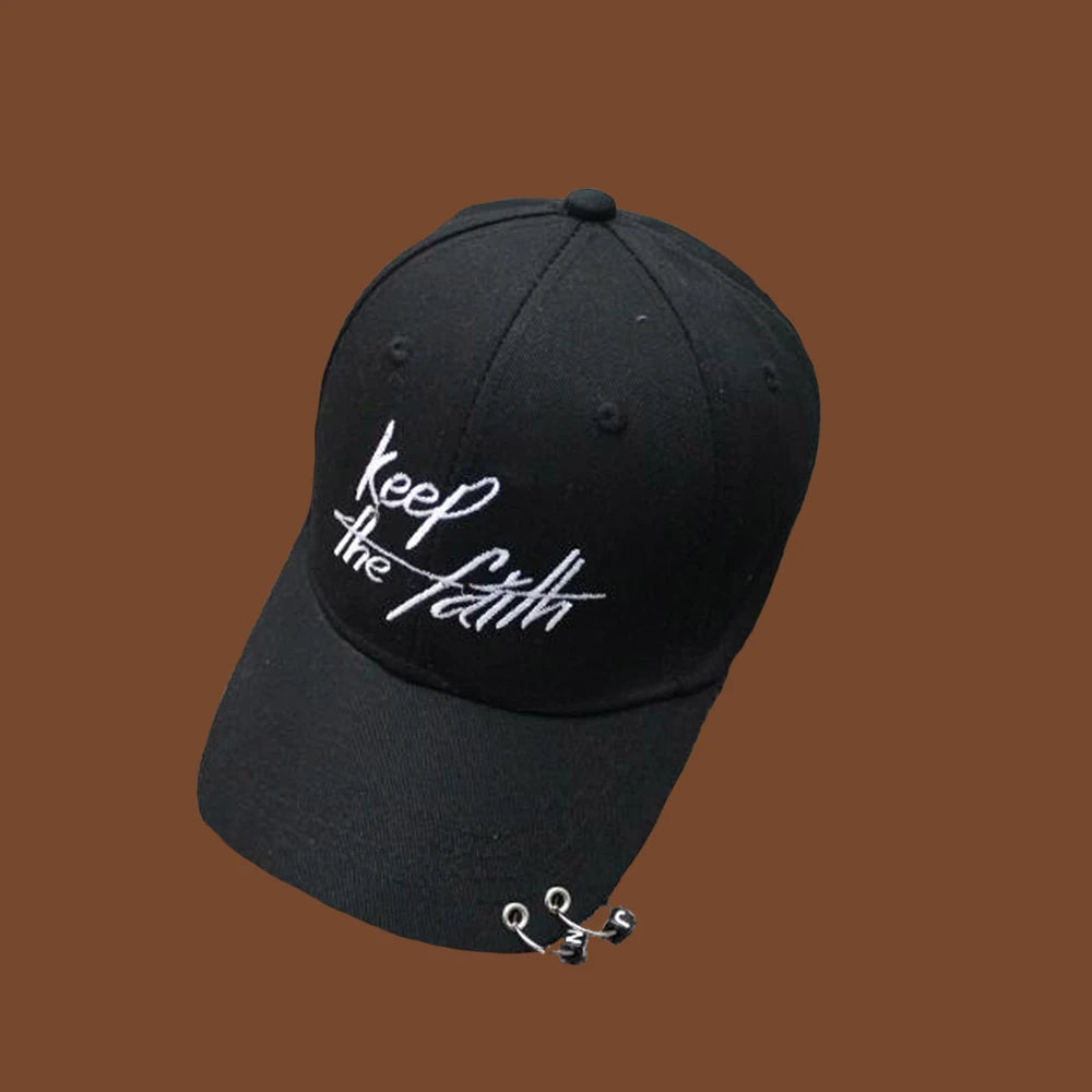 Women Men Hip Hop Kpop Snapback Baseball Cap Solid Color With Ring Sport Dancing Travel Lover Dad Hat Caps Streetwear Adjustable