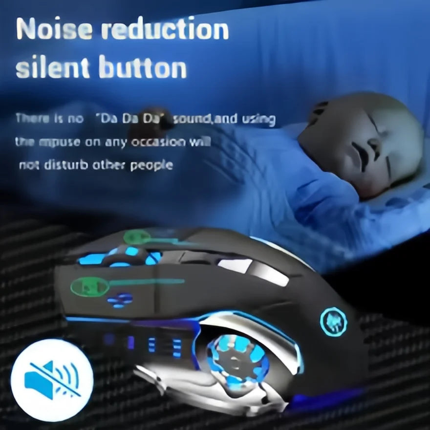 Újratölthető vezeték nélküli gaming egér – csendes Bluetooth/USB, RGB háttérvilágítás, e-sporthoz PC-re