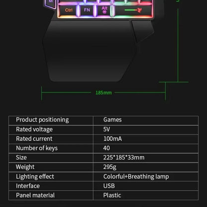 TEUCER 35 Keys One-Handed Mini Gaming Keyboard USB Wired RGB Backlit Ultra-Slim Gaming Keypad for PC, Laptop & Mobile Gaming