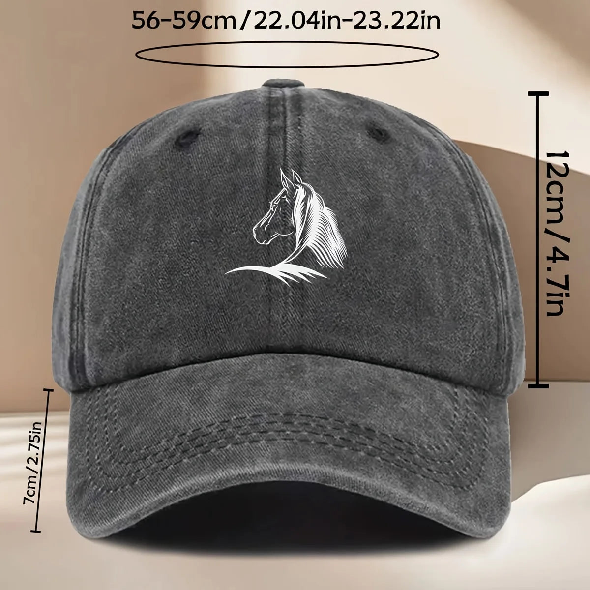 1pc Women's Horse Print Baseball Cap,Elegant Horse Head Design,Durable Textile Fabric,All-Season Casual Hat,suitable for Travel