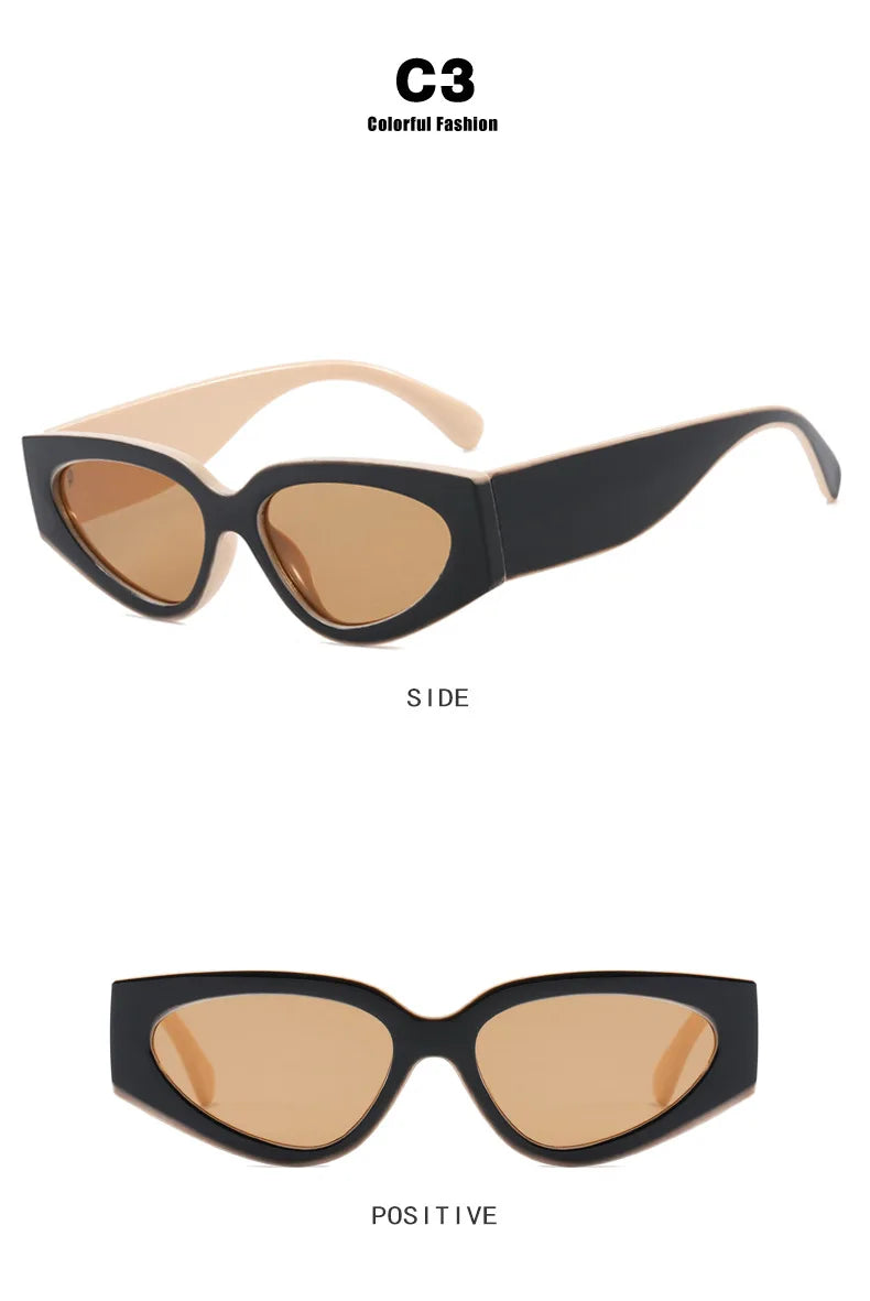 2025 New Fashion Cat Eye Small Oval Women Sunglasses Men Trendy Y2K Punk Sun Glasses Female Travel Shade Vintage Eyewear UV400