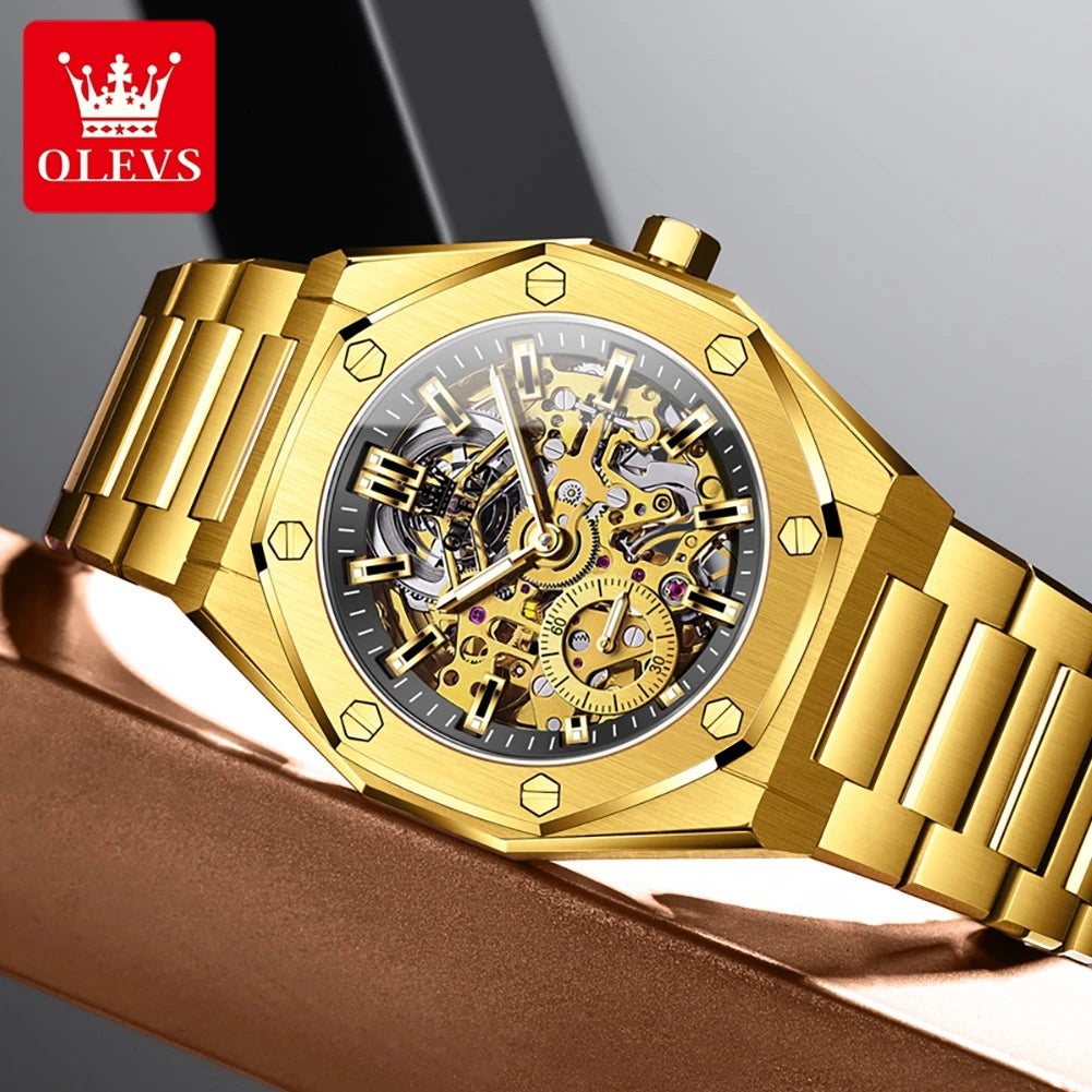 OLEVS 6669 Fully hollow men's watch luxury automatic mechanical watch men's 30M waterproof Man Wristwatches