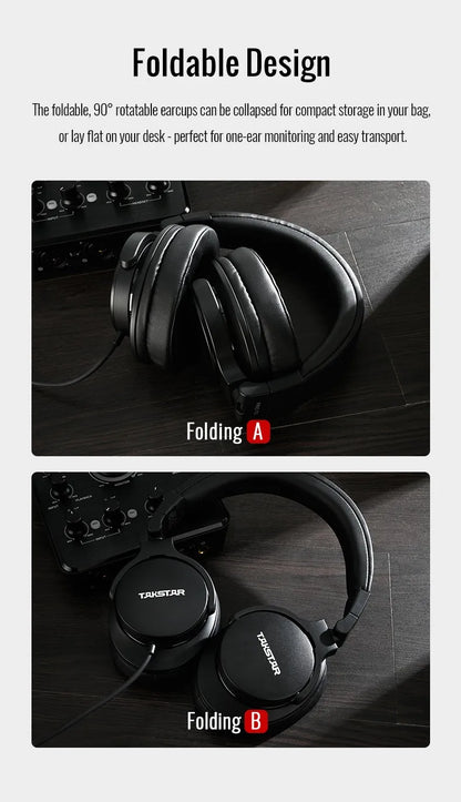 TAKSTAR PRO 70 Professional Studio Monitoring Headphones – Closed-Back Wired Over-Ear Headset for Music Production, DJ, Gaming & Recording