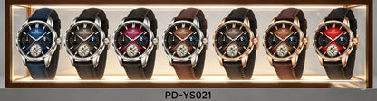 PAGANI DESIGN – Relógio mecânico de luxo para homem, 41 mm, vidro de safira, bracelete em pele, estanque, estilo piloto, com turbilhão e fase lunar