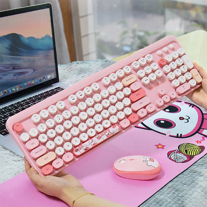 Cute New 2.4G Wireless Keyboard With Numeric 104 Keys Silent Gaming Keyboard Mouse Set For Laptop Desktop PC Friend Gift Durable