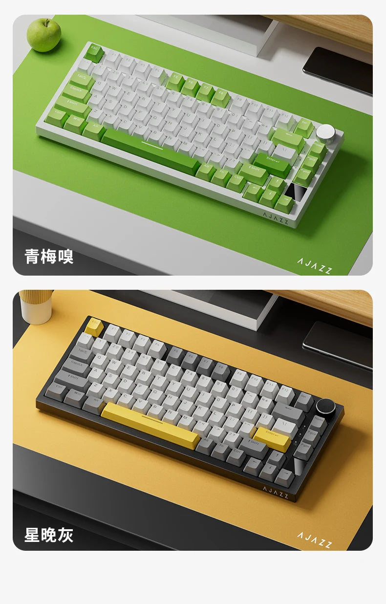 AJAZZ AK820 Mechanical Keyboard 70% Compact Layout/RGB Lighting/Hot-swappable Switches, with Wired, Wireless, and Bluetooth