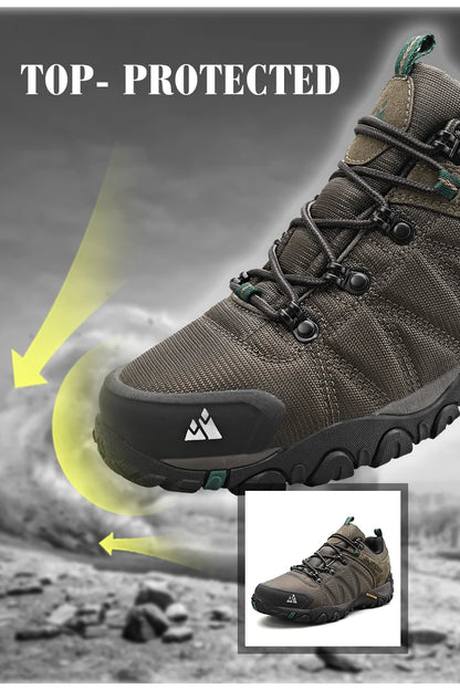 HIKEUP miesten neljän vuodenajan vaelluskengät – ulkoiluun ja urheiluun, aitoa nahkaa, kulutusta kestävät kiipeilykengät, kumipohjaiset trekking-sneakerit