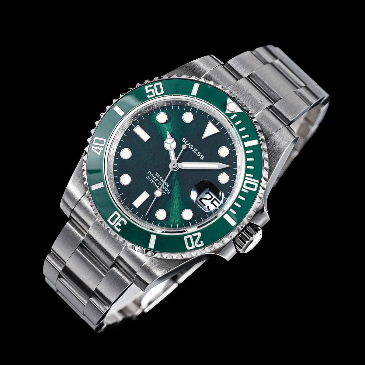 Sugess Men of Watch Automatic Mechanical ST2130 Movement Wristwatches 200M Water Resistant Sapphire Crystal Adjust Clasp S421