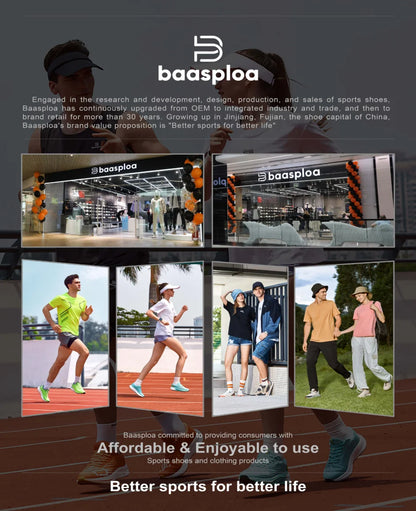 Baasploa Professional Running Shoes For Men Lightweight Men's Designer Mesh Sneakers Lace-Up Male Outdoor Sports Tennis Shoe
