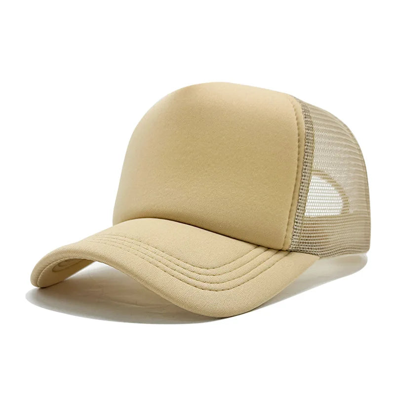 Sponge Mesh Baseball Cap - Unisex Solid Color Trucker Hat Adjustable UV Protection Fashion Breathable Snapback Sun Hat