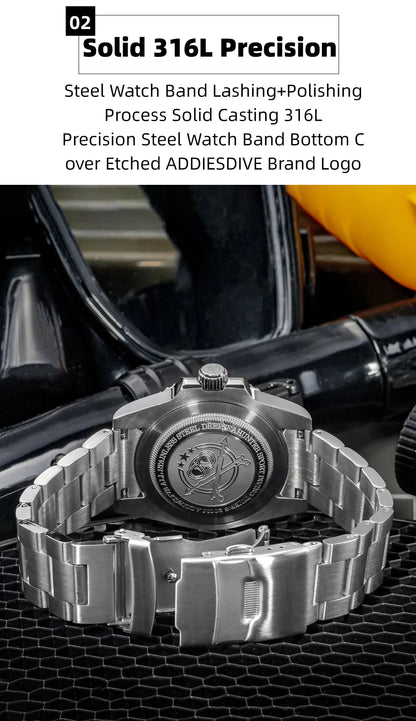 ADDIESDIVE Watch for Men New Quartz Wristwatch Green Ceramic Bezel Diving 200m Luminous 41mm Automatic Date Diver Men's Watch