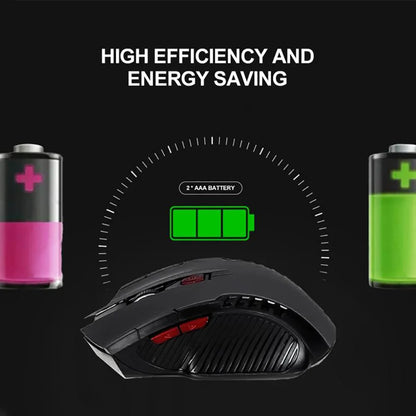 2.4GHz trådløs optisk gamingmus med USB-modtager, 2000DPI, 6 knapper, til computer og laptop tilbehør