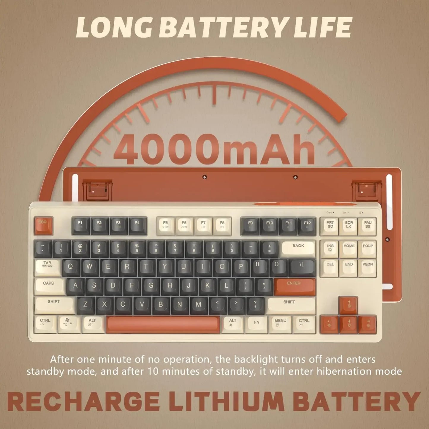 Free Wolf M87 75% Wireless Gaming Keyboard - Silent Switches, Rainbow Backlit, BT/2.4G, PBT Gradient Keycaps, Compact Design