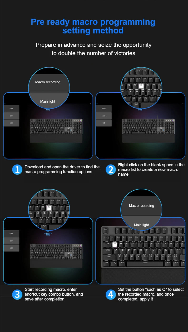 AULA F2088 Mechanical Keyboard Wired Gaming Keyboard Multi-Function Knob 104 Keys Magic Backlit Keyboard Macro Programming Compu