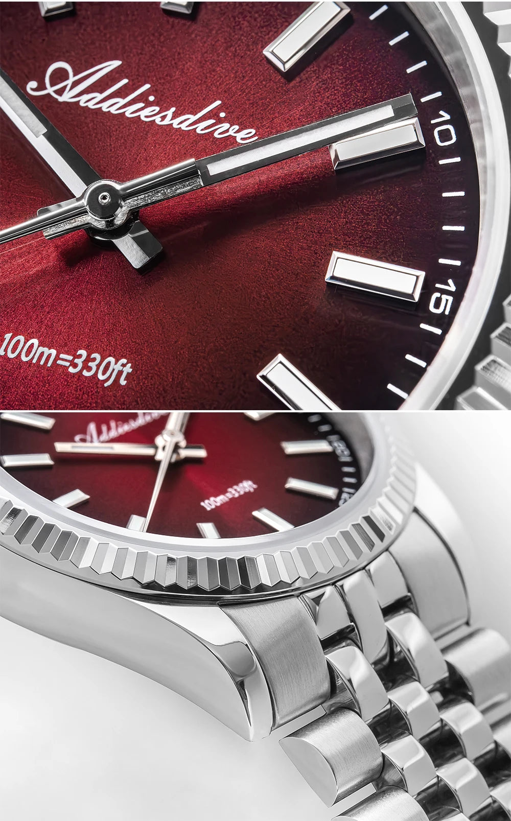 ADDIESDIVE New Men's Watch AD2073 Sapphire Glass 36mm VH31 Sunburst Quartz Watches 10Bar Waterproof Diving Luminous Wristwatch