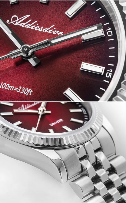 ADDIESDIVE New Men's Watch AD2073 Sapphire Glass 36mm VH31 Sunburst Quartz Watches 10Bar Waterproof Diving Luminous Wristwatch