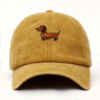 Cute Sausage Dog Pattern Printed Baseball Hat with Adjustable Snap Button Lightweight Valentine's Day Gift