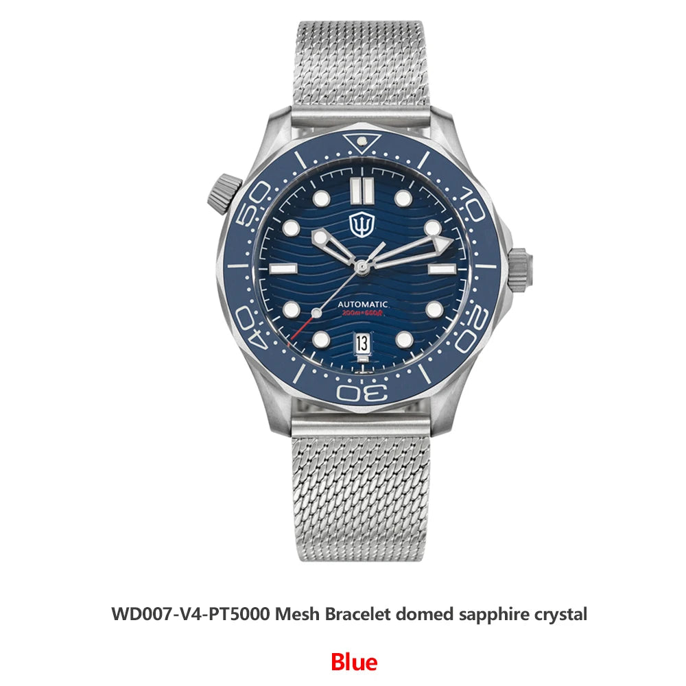 Watchdives WD007 V4 Titanium NTTD Dive Watch PT5000 Automatic Movement Sapphire Super Luminous Domed Crystal 42mm Men Watches