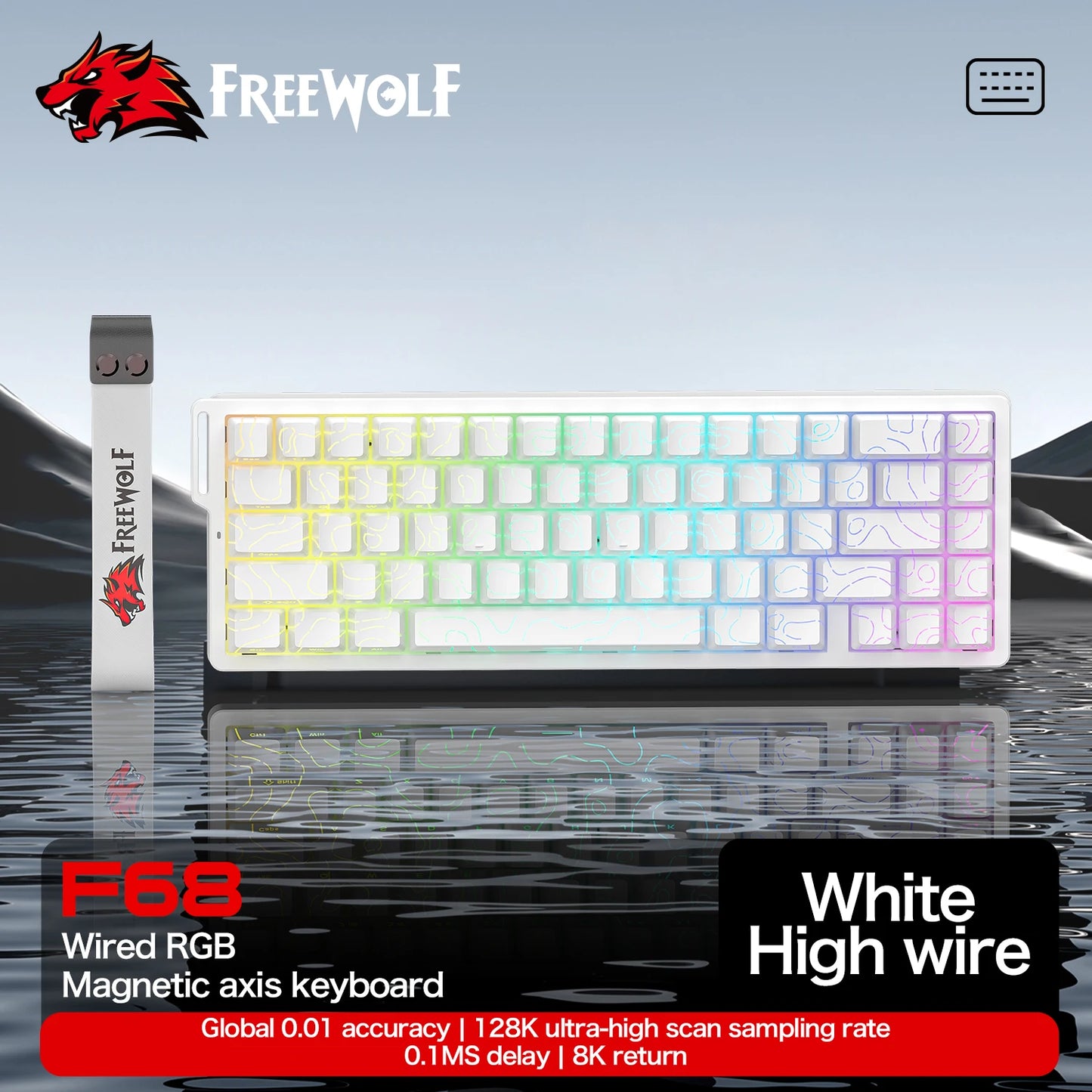 Teclado gaming magnético ATTACK SHARK X68HE X68PRO HE e FREEWOLF F68 com fios F68Pro sem fios para gaming profissional 0.01mm Rapid Trigg