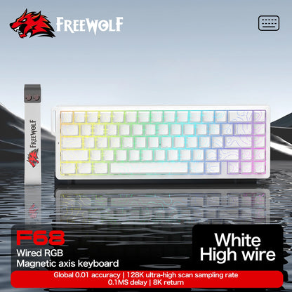 Teclado gaming magnético ATTACK SHARK X68HE X68PRO HE e FREEWOLF F68 com fios F68Pro sem fios para gaming profissional 0.01mm Rapid Trigg