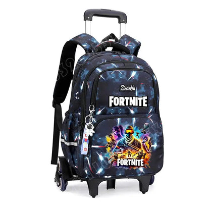 Fortnite Trolley Bag Easy Stair Climbing Anime Waterproof Wheeled Backpack Large Capacity Student Schoolbag Casual Travel Bag
