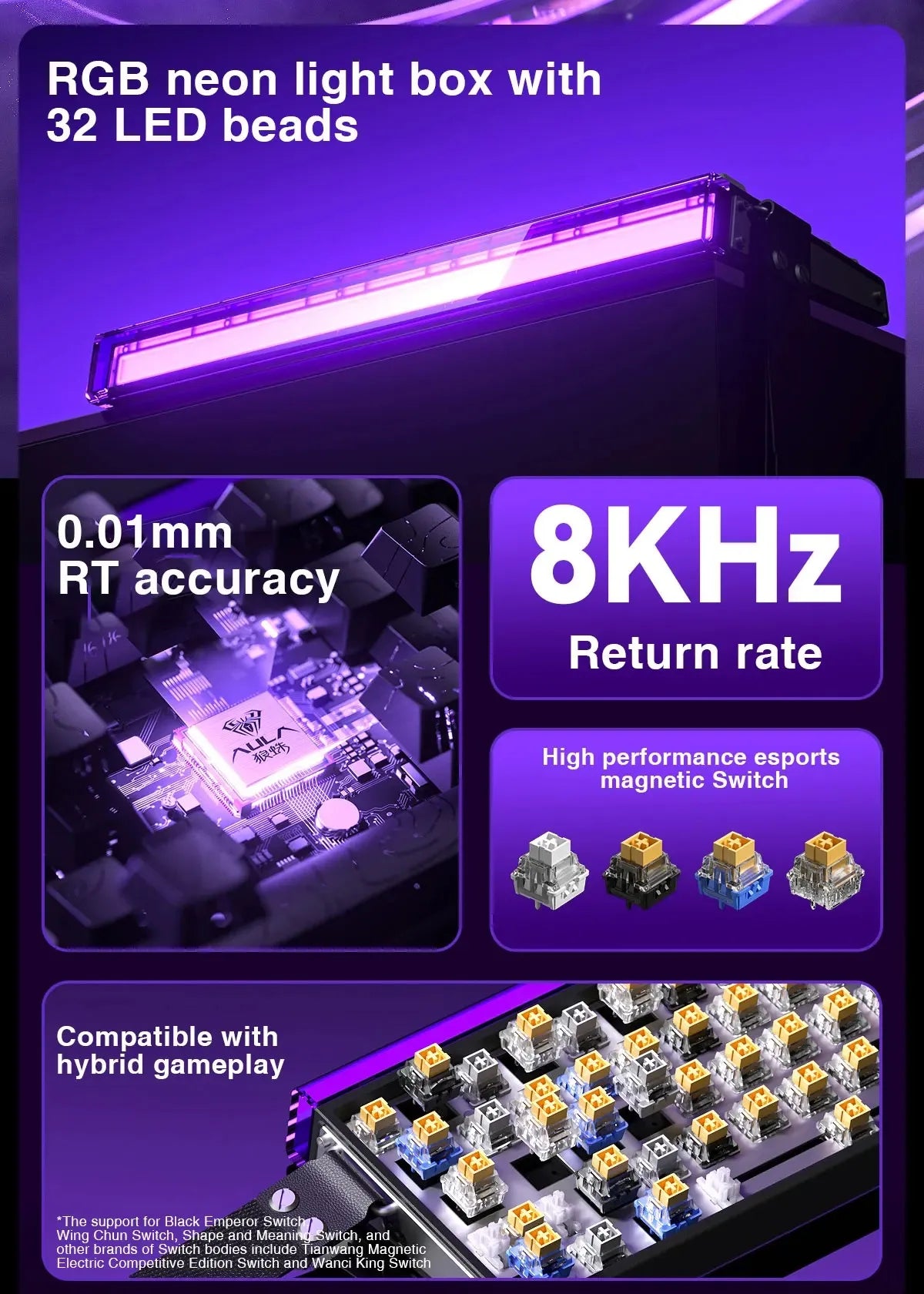 AULA HERO 68HE Magnetic Switch Keyboard RGB Gaming Mechanical Keyboard, 8K Rapid Trigger Wired Gaming Keyboard with Hot-Swappable Magnetic Switches, PBT Keycaps, 68-Key Esports Keyboard
