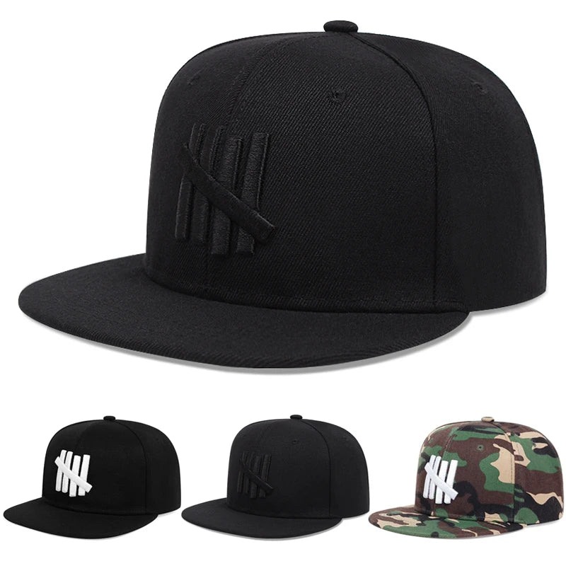 2025 New Five Bar Embroidered Simple Classic Flat Edge Hat Men's Street Hip Hop Hat Women's Outdoor Sunshade Hat Baseball Hat