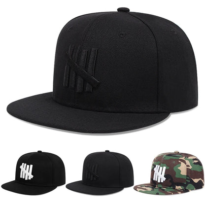 2025 New Five Bar Embroidered Simple Classic Flat Edge Hat Men's Street Hip Hop Hat Women's Outdoor Sunshade Hat Baseball Hat