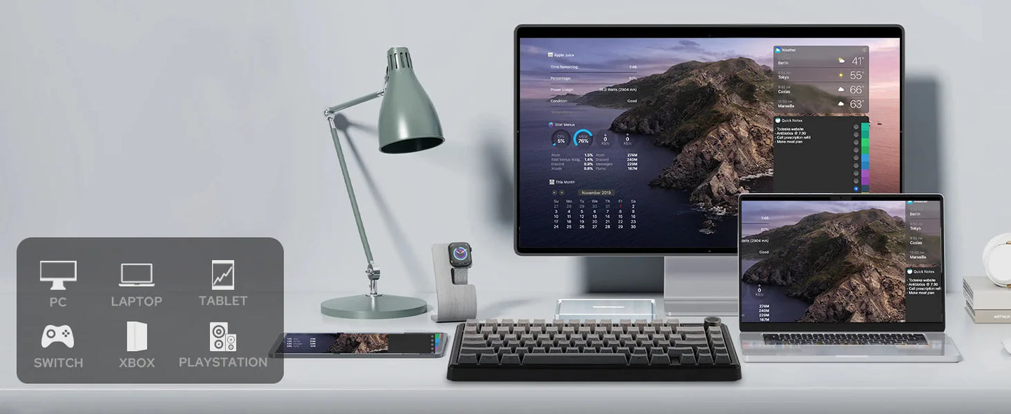 EPOMAKER X AULA F75 MAX Compact 75% ANSI Layout Wired/Bluetooth/2.4GHz Wireless Mechanical Keyboard with TFT Screen and a Knob