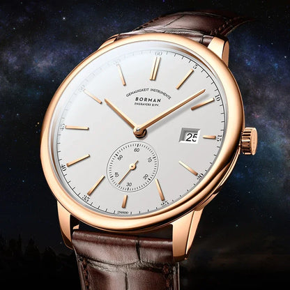 Orologio BORMAN BM3817 TOP nuovo 42 da uomo di lusso, meccanico automatico, vetro zaffiro, ultrasottile, impermeabile 50M, con sottoquadranti