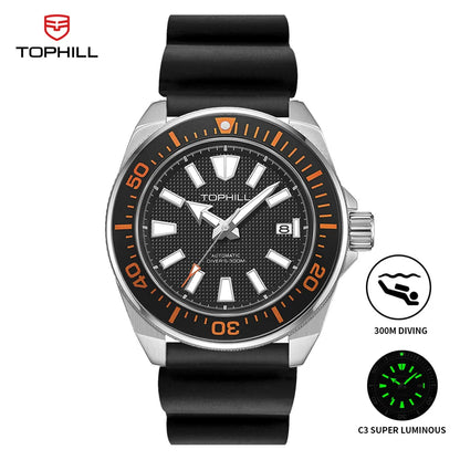 TOPHILL 43.5mm Professional Dive Watch Automatic NH35 Movement Sapphire 300M Waterproof Super Luminous Diving Men's Wristwatches