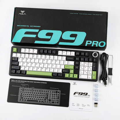 AULA F99 PRO 96% Layout Hot-Swappable Gasket-Mounted Wired/Bluetooth/2.4GHz Wireless Mechanical Keyboard for Mac/Win