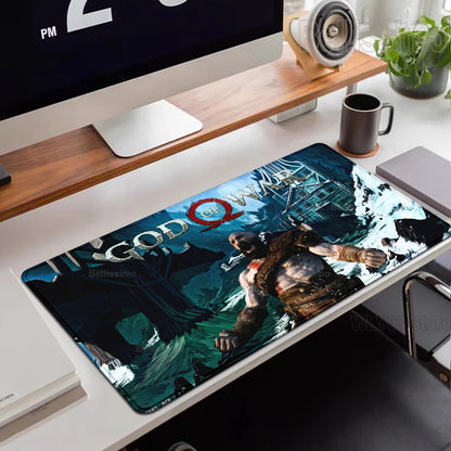 Xxl Mouse Pad God of War Desk Mat Gaming Accessories Keyboard Computer Mousepad Gamer Large Pc Cabinet Office Table Carpet Rug