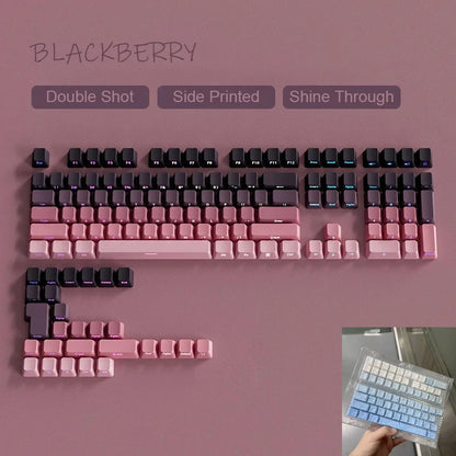 Neue Keycaps für 60/64/84/98/108 Gaming-Mechaniktastaturen mit MX-Switches, 135 Tasten, OEM PBT, seitlich graviert, Farbverlauf in Rot und Schwarz