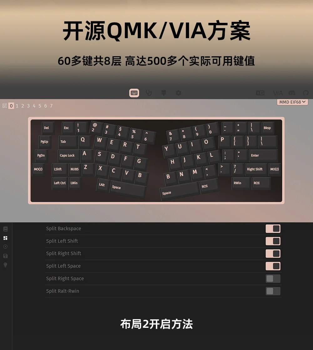 MMD Alice EIF68 Wireless Mechanical Keyboard Tri-Mode Mmd EIF68 Hot-Swap Aluminum Shell QMK/VIA Gamer Office Mechanical Keyboard