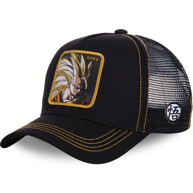 Casquette Dragon Ball Son Goku pour l'été, casquette de voyage à visière, casquette pour homme brodée, style hip-hop en maille, visière pare-soleil, casquette de baseball, sport de plein air