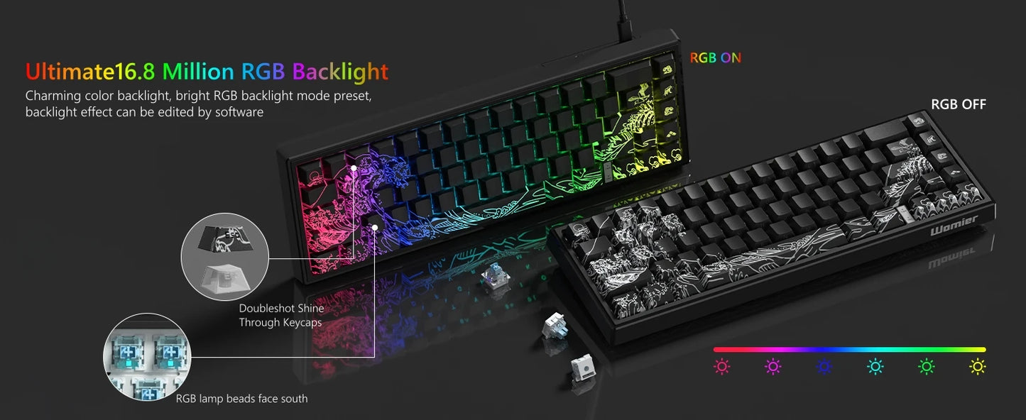 Womier M68 HE Rapid Trigger Keyboard Hall Effect Gamer Keyboard Wired RGB Custom Mechanical Keyboard with Magnetic Switch for PC