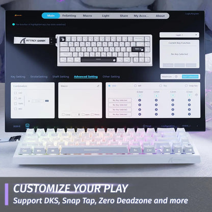 ATTACK SHARK X68 HE Rapid Trigger Mechanical Gaming Keyboard 60% Wired with Adjustable Actuation, Hall Effect Magnetic Switch, 8KH