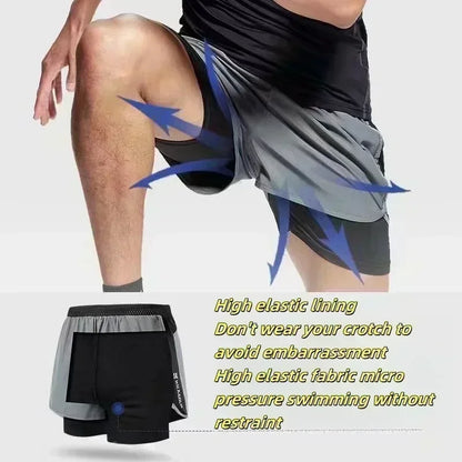 2026 Summer Dragon Ball Z Majin Buu 2-in-1 Double Layer Gym Shorts, Oversized Men's Fitness Retro Streetwear Unisex Athletic Y2k