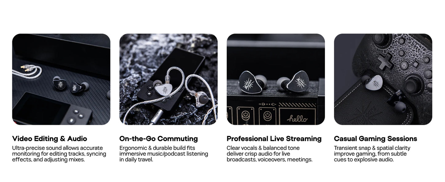Linsoul Kiwi Ears Belle HiFi Earphones 10mm DLC Dynamic Driver IEM Wired Earbuds, Precision Sound Signature In-Ear Monitor for Audiophile Music & Gaming