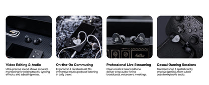 Linsoul Kiwi Ears Belle HiFi Earphones 10mm DLC Dynamic Driver IEM Wired Earbuds, Precision Sound Signature In-Ear Monitor for Audiophile Music & Gaming