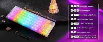 Womier Q61 V2 Wireless 65% Mechanical Keyboard with Knob VIA Programmable Support Tri-Mode BT/2.4G/USB-C Hot-Swap RGB for Mac/PC