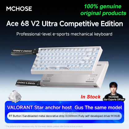 MCHOSE Ace 60 Pro 68 Magnetic Axis Mechanical Keyboard Customized Esports 0.01ms Latency RT 0.01mm 128K Gaming Keyboard Original