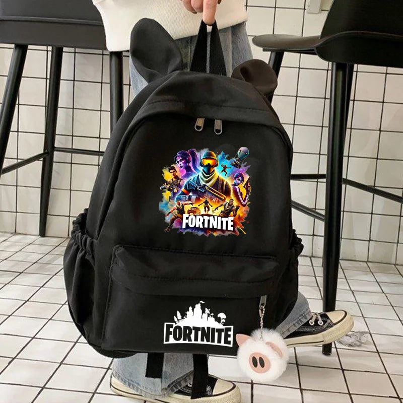 Neuer Fortnite-Cartoon-Rucksack für Jungen und Mädchen, lässige Schultasche mit großem Fassungsvermögen, Studententasche mit Hasenohren, Reiserucksack, Schreibwaren-Geschenk