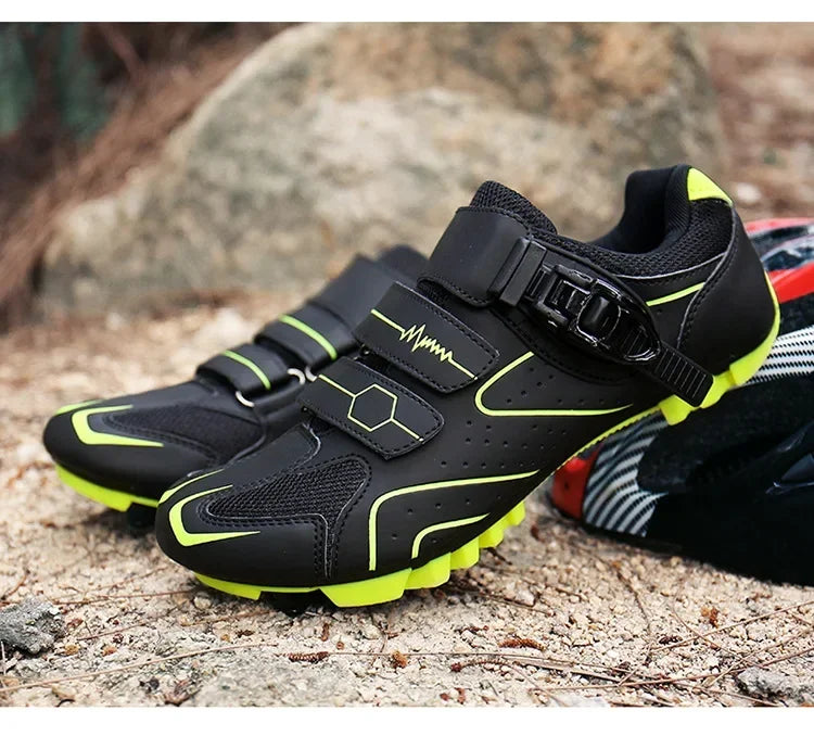 Chaussures de cyclisme unisexes à semelle rigide – Chaussures à crampons pour vélo de route 4 saisons, VTT et sports de plein air