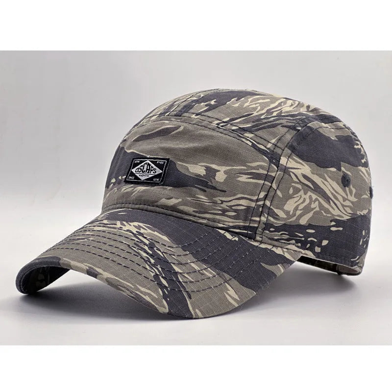 Workwear Style Camo Short Brim Baseball Cap for Men Women, Trendy Unisex Outdoor Sun Protection Peak Hat