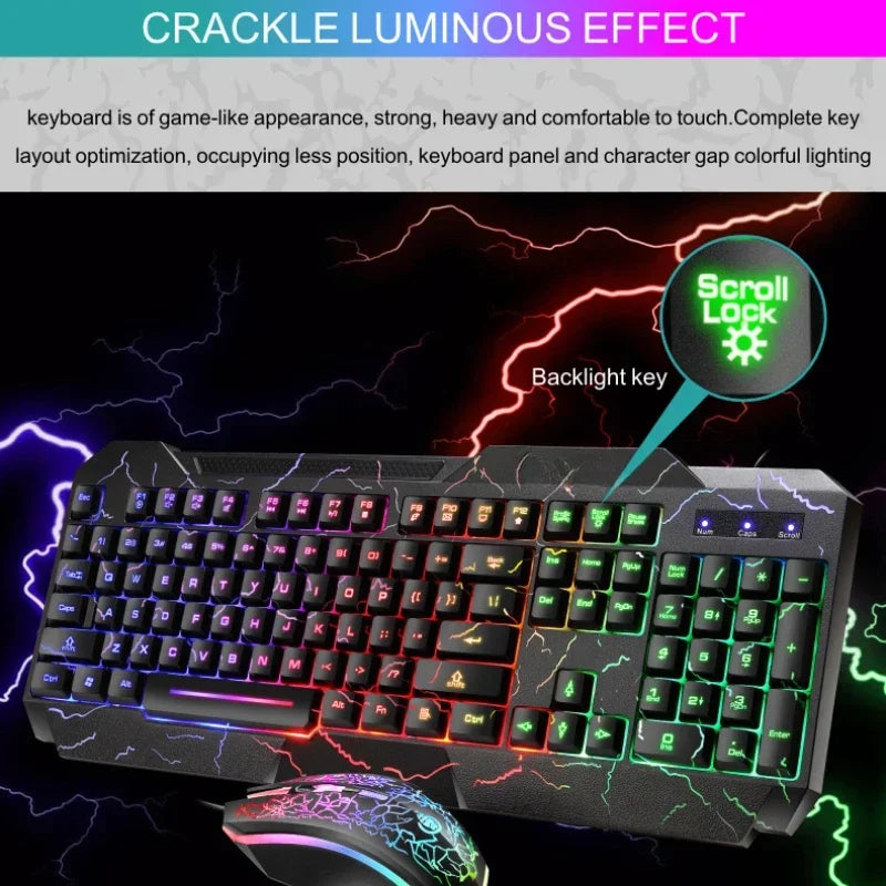 Computer Desktop Wired Gaming Keyboard Mouse Mechanical Feel Led Light Backlit Keyboard Mouse Combos