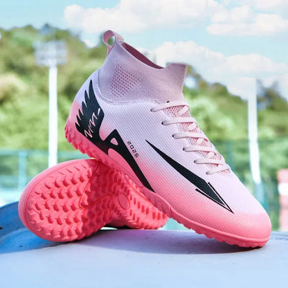 Nouvelles chaussures de football pour hommes, chaussures de sport d'extérieur, ultra-légères, de haute qualité, à cheville haute, chaussures de football en salle antidérapantes, futsal antidérapant.