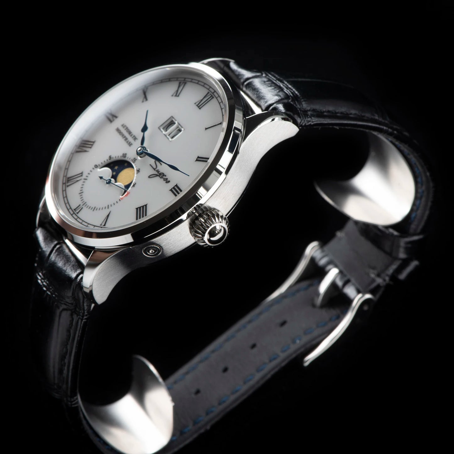 Sugess Watch Tianjin ST25 Automatic Mechanical Movement Real Moonphase Men Watches Luxury Wristwatch Retro Reloj Hombre Sapphire
